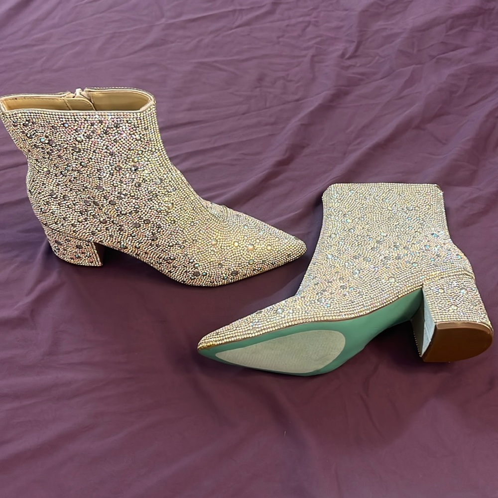 Brand new never worn Betsy Johnson rhinestone booties